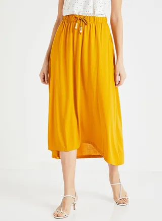 Drawstring Jersey Skirt Yellow 