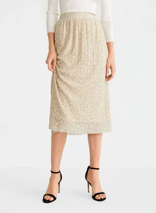 Leopard Print Skirt Ecru 