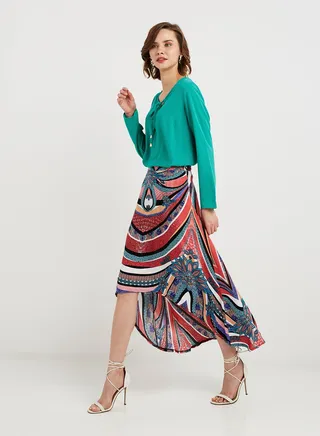 High Rise Printed Skirt Red/Blue/White 