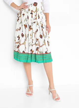 Chain Print Pleated Skirt Multicolour 