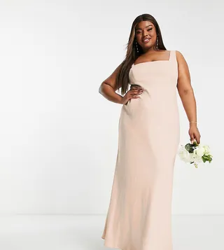 ASOS EDITION Curve satin square neck maxi dress in blush