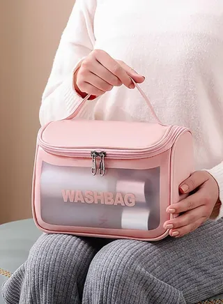 Pink makeup and cream organizing bag 
