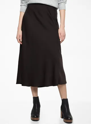 Flared Midi Skirt Black 