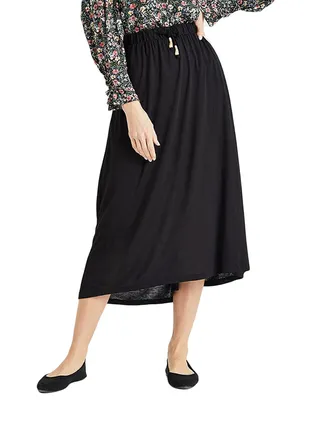 Regular Drawstring Jersey Skirt Black 