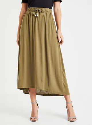 Drawstring Jersey Skirt Green 