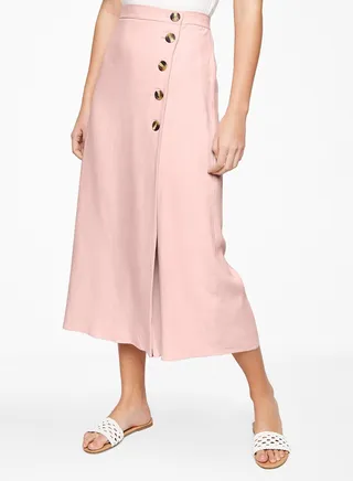 Buttoned Midi Skirt Pink 