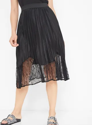 Accordion Pleated Skirt Black 