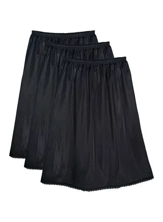 3 Pack Of Short Soft Inner Skirt With Elasticated Waistband Black 