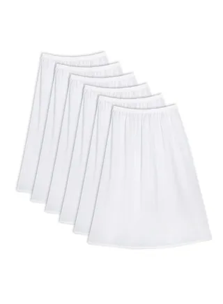 6 - Pieces Short Soft inner Skirt with Elasticised Waistband and Small Dantel Women White 