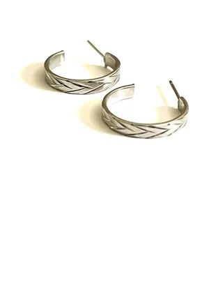 Engraved Silver Semi Circled Earrings 