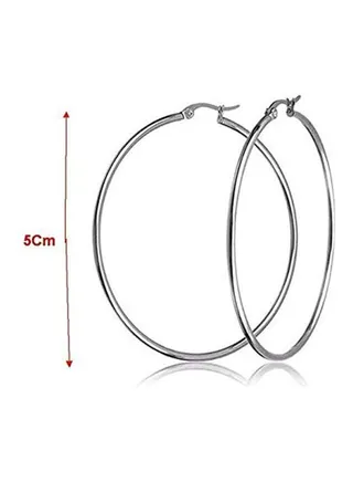 Silver Hoop Earrings For Women And Girls Size Large 5Cm 