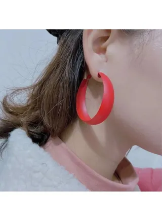 Fashion Cute Color Classic Rounded Hoops Earrings For Women Girls Red 