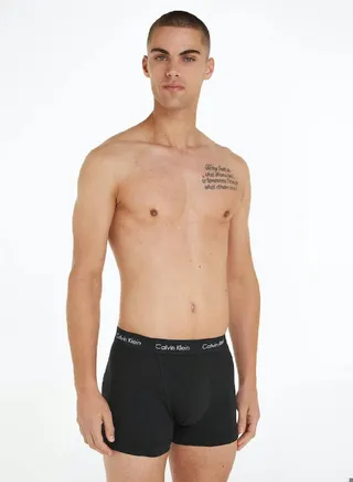 Men's 3 Pack Trunks - Cotton Stretch, Black/ White 