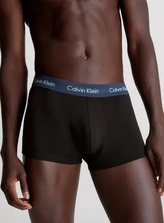 Men's 7 Pack Low Rise Trunks - Cotton Stretch -  cotton elastane blend, Black 