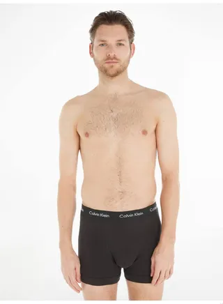 Men's 3 Pack Trunks - Cotton Stretch, Black/ Blue 