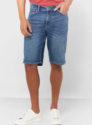 Mid Wash Denim Shorts 