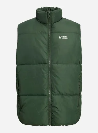 Logo Print High Neck Sleeveless Padded Jacket 