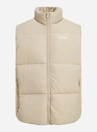 Logo Print High Neck Sleeveless Padded Jacket 