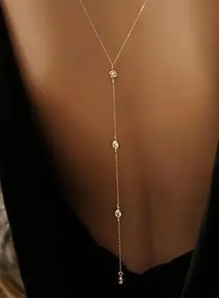 Simple necklace with a long rhinestone chain 