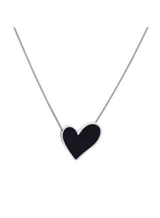 Simple Black Heart Element Necklace 
