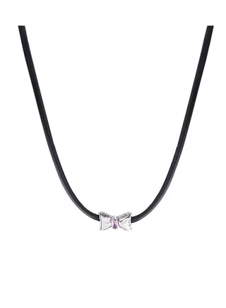vintage bow leather necklace 