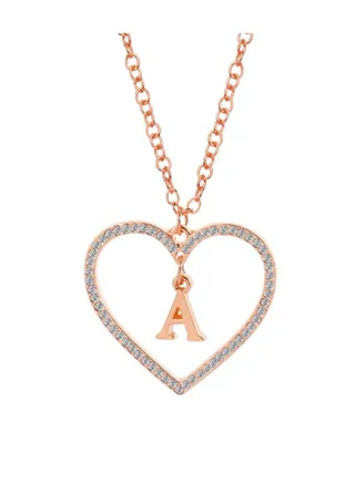 Casual Women Zircon Heart Necklaces for Crystal Chain With A Letter 
