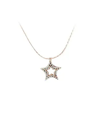 Gold plated necklace with crystal studded star design 