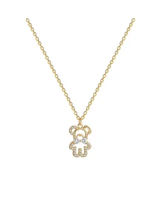 Zircon Bear Titanium Steel Necklace 