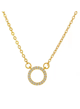 Simple Zircon Geometric Ring Necklace 