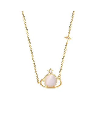Planet Shape Opal Titanium Steel Necklace 