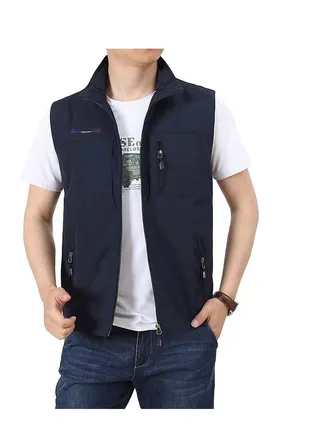 Spring And Autumn Style Men's Casual Outdoor Standing Collar Vest 