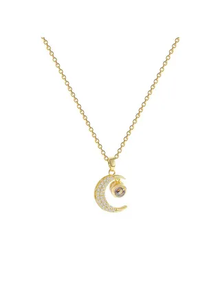 Moon Element Zircon Titanium Steel Necklace 