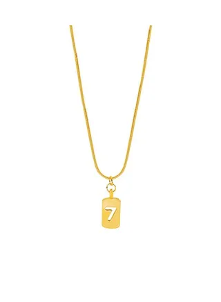 Number Element Titanium Steel Necklace Gold Tone Plated 
