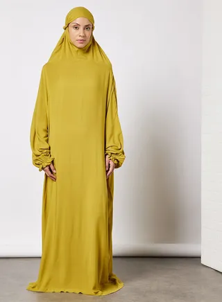 Praying Dress In Plain Colour With Attached Veil 
