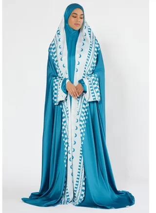'Zarqa' Prayer Dress, Blue 