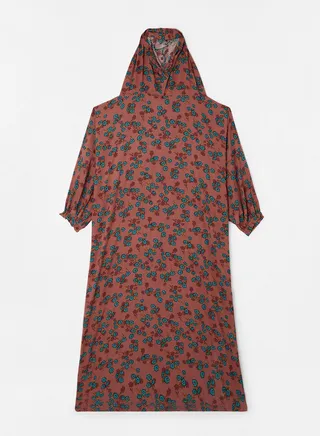 Praying Dress With Floral Prints And With Attached Veil 