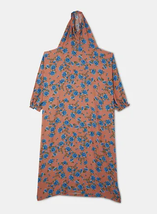 Praying Dress With Floral Prints And With Attached Veil 