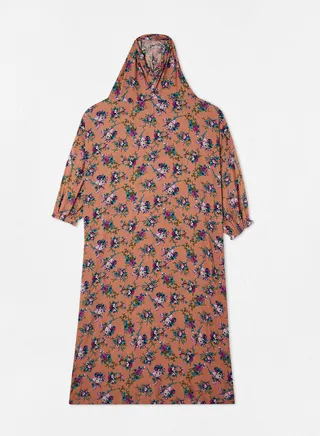 Praying Dress With Floral Prints And With Attached Veil 