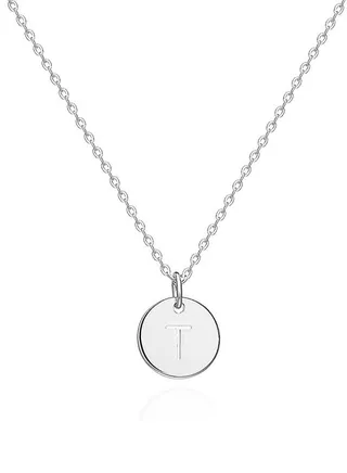 Women Casual Silver Necklace With T Letter Pendant 