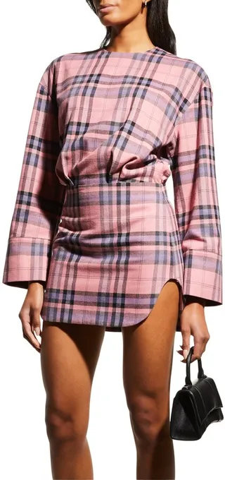 Check Flannel Mini Shirtdress
