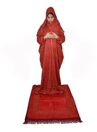 Ceramic Prayer Mat Set With Rayon Prayer Dress 