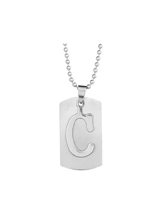 43 Letters Alphabet Dog Tag Pendant Stainless Steel Necklace 
