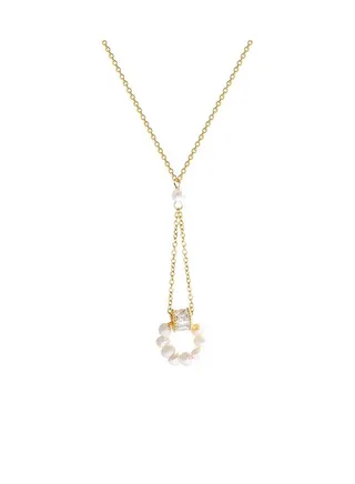 Geometric Pearl Necklace in Titanium Steel 