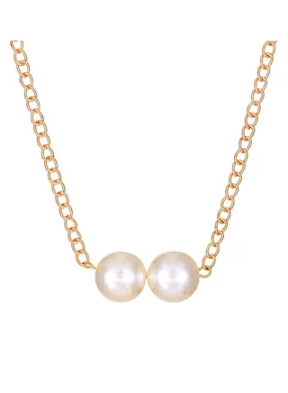 Vintage Imitation Pearl Necklace Chunky Chain 