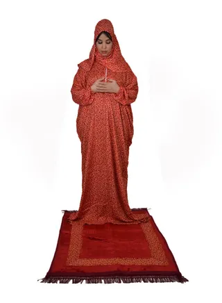 Ceramic Prayer Mat Set With Rayon Prayer Dress 