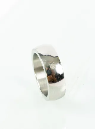 Stainless Steel ring with a small zircon stone size 8 