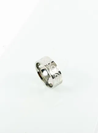 Stainless Steel engraved silver  ring size 10 