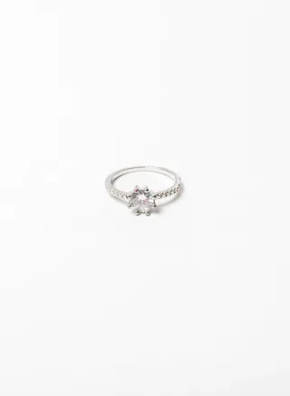 Platinum Ring with Zircon Stone-Size 10 US/Size 20 