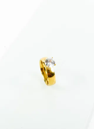 Stainless Steel Ring gold with crystal stone size 10 