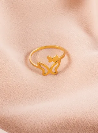 Stainless Steel Golden Ring Butterfly Size 7/17 